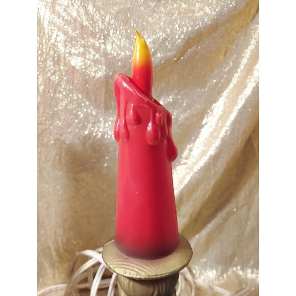 Vintage Pair 1960's Blow Mold Plastic Christmas Candle Holder Flame Bulb READ - Picture 3 of 16